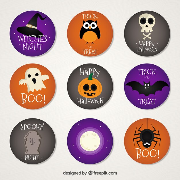 Nueve pegatinas para halloween