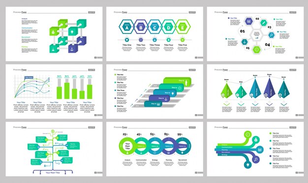 Nueve plantillas de diapositivas de Analytics