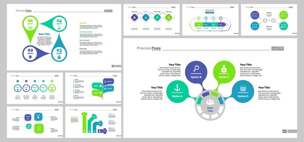 Nueve plantillas de diapositivas de marketing