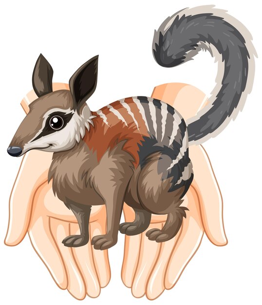 Numbat en manos humanas