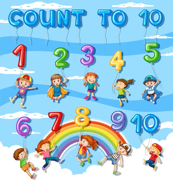 Número 0 a 9 con símbolos matemáticos