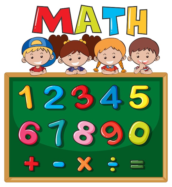 Número 0 a 9 con símbolos matemáticos