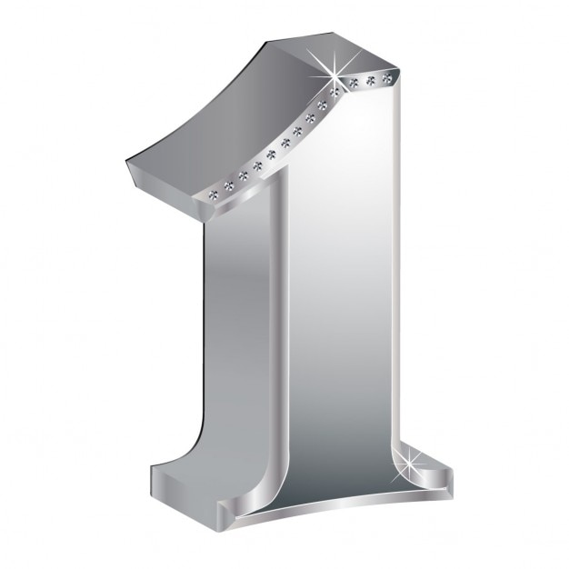 Número 1, 3d, metálico