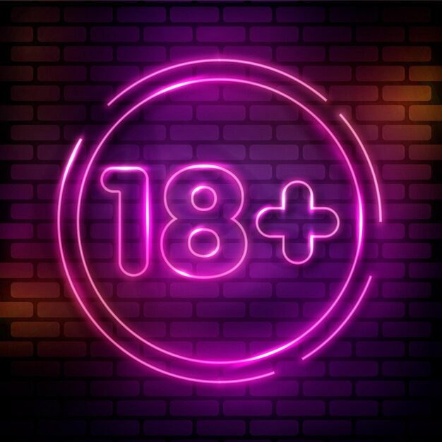 Número 18+ en estilo neón rosa