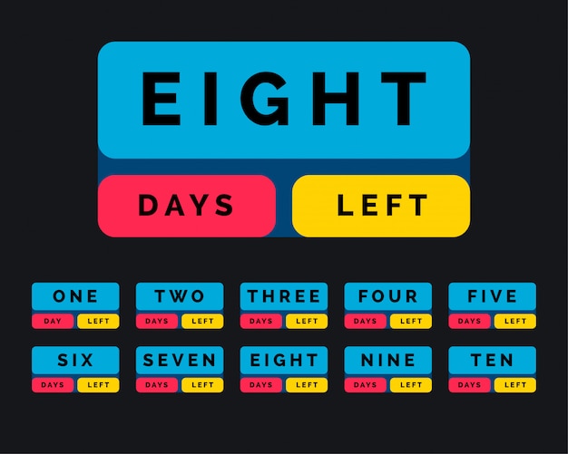 Vector gratuito número de días restantes en el estilo del botón