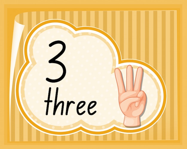Número tres gesto de la mano