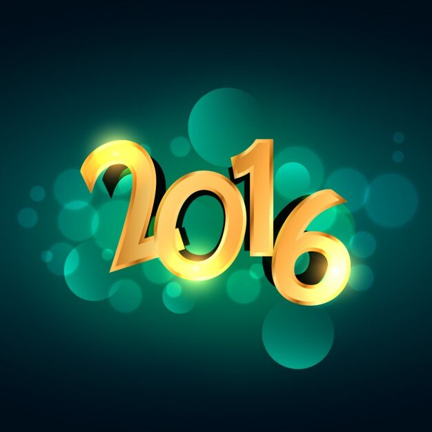 Números dorados de año nuevo 2016 sobre fondo bokeh verde