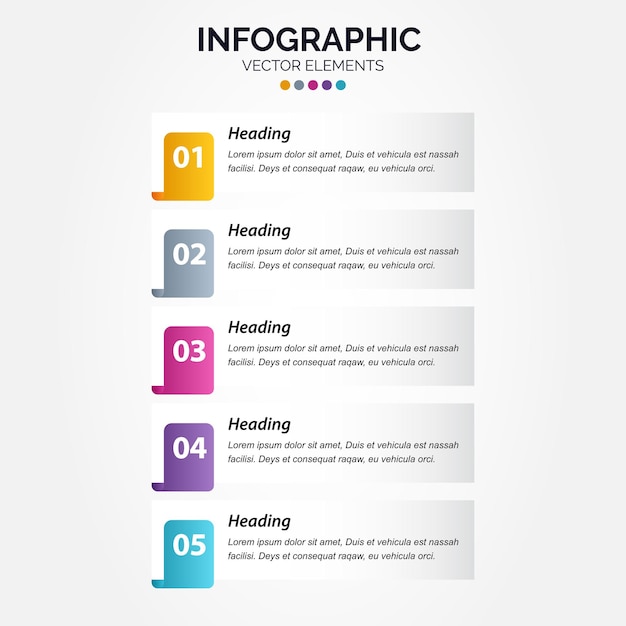 Números de plantilla de infografía vertical empresarial 5 opciones o pasos