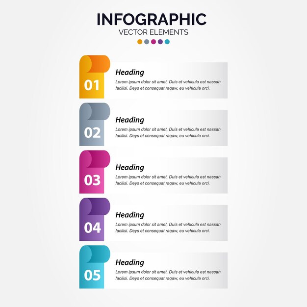 Números de plantilla de infografía vertical empresarial 5 opciones o pasos