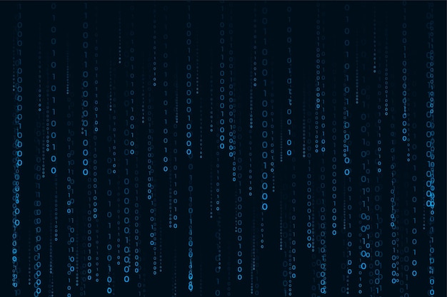 Números que caen digitales de código binario de estilo Matrix fondo azul