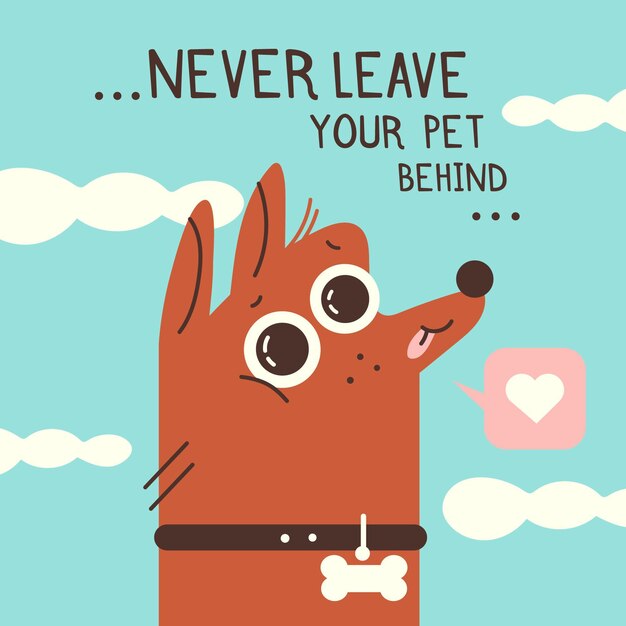 Nunca deje a su mascota detrás de la ilustración con un perro
