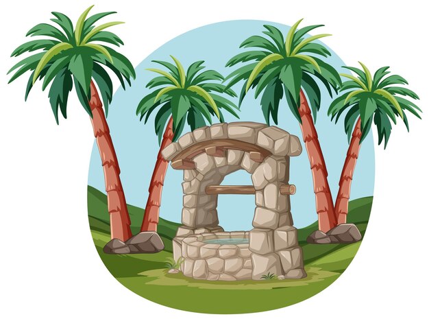 Oasis tropical con arco de piedra