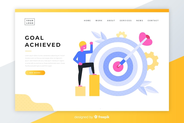 Vector gratuito objetivo logrado colorida página de inicio