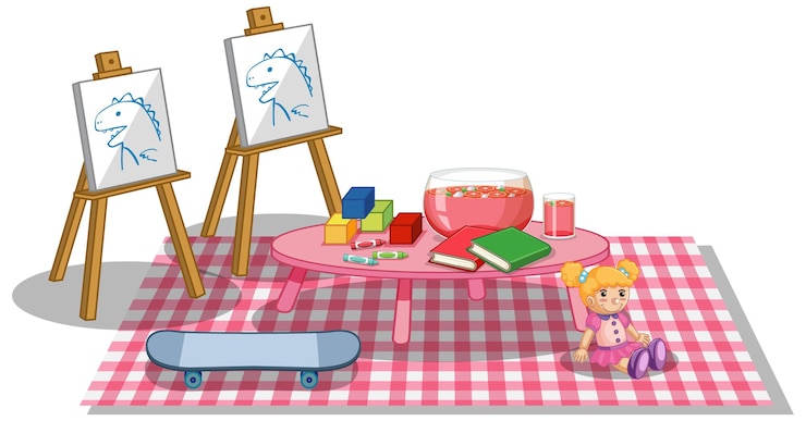 Vector gratuito objeto para el tiempo de pintura de jardín de infantes.