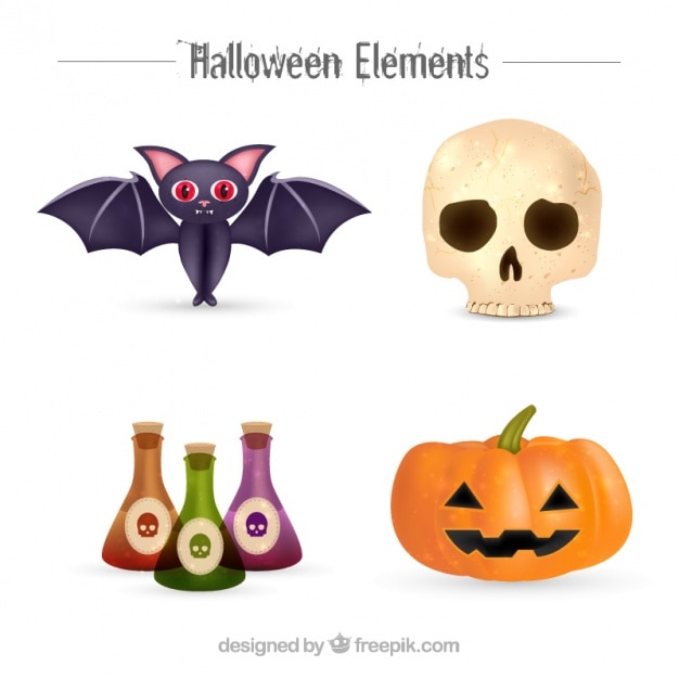 Vector gratuito objetos decorativos de halloween