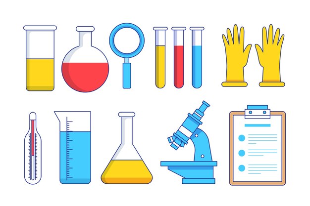 Objetos de laboratorio de ciencias diseño dibujado a mano