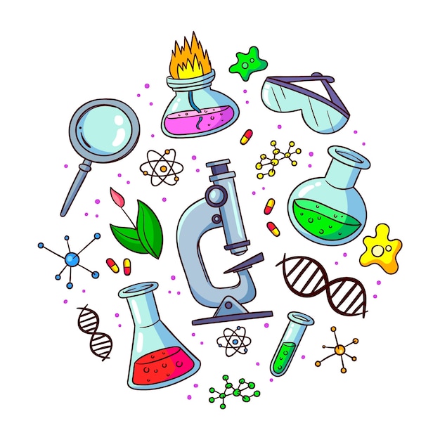 Vector gratuito objetos de laboratorio de ciencias