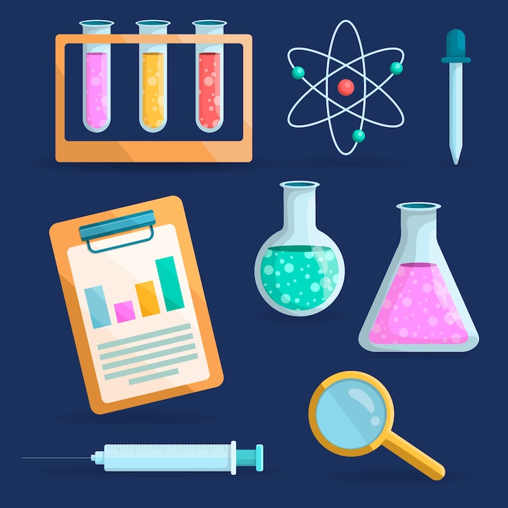 Vector gratuito objetos de laboratorio de ciencias