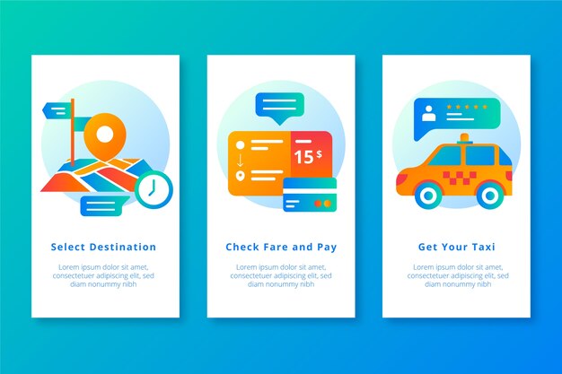Obtenga las pantallas de su aplicación móvil de taxi