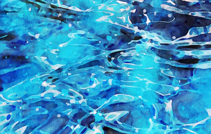 Vector gratuito océano agua textura acuarela ilustraciones