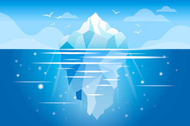 Océano con concepto de ilustración de iceberg
