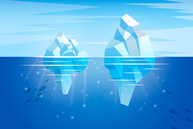 Océano con concepto de ilustración de iceberg