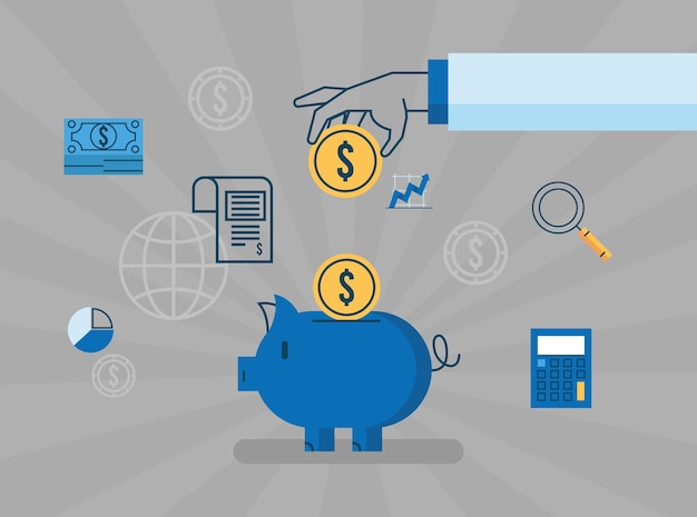 ocho iconos de conjunto de economía financiera