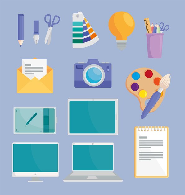 Ocho iconos para diseñador