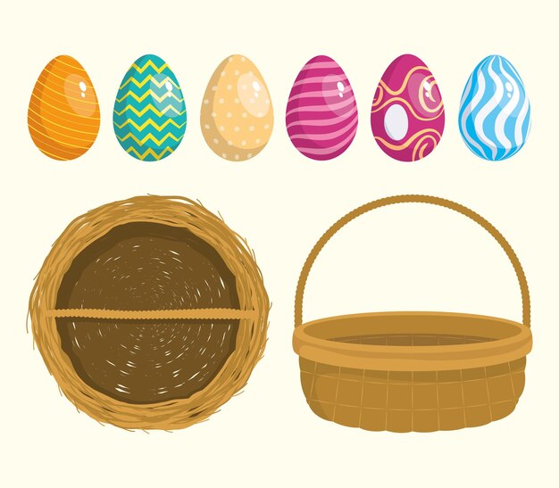 ocho iconos de temporada de pascua