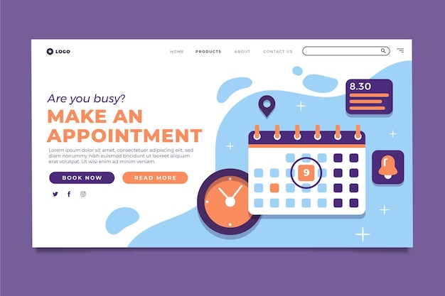 Vector gratuito ¿estás ocupado? haz una cita en la página de destino