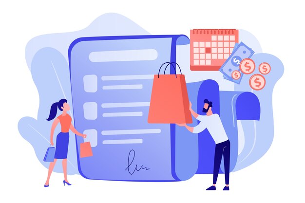 Oferta de compra a plazos, negocio de compras, servicio al cliente conveniente