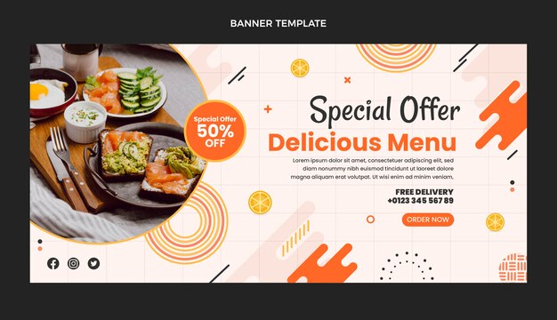 Oferta especial de comida deliciosa de diseño plano.