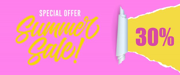 Oferta especial verano venta Treinta por ciento letras.