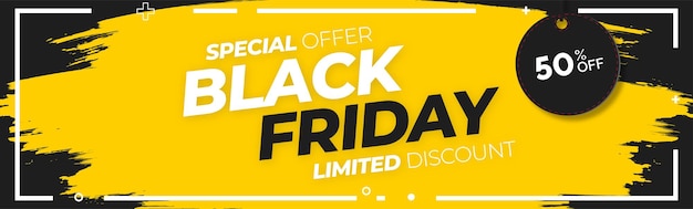 Vector gratuito oferta limitada de black friday con fondo de pincel amarillo