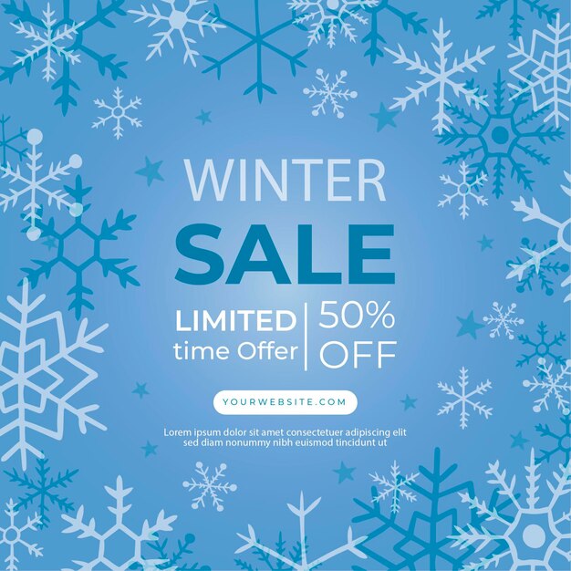 Oferta de rebajas de invierno dibujadas a mano