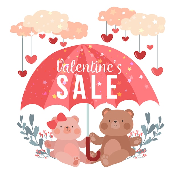 Oferta de venta de san valentín de diseño plano