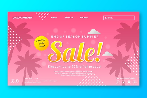 Vector gratuito oferta de verano de fin de temporada - página de inicio