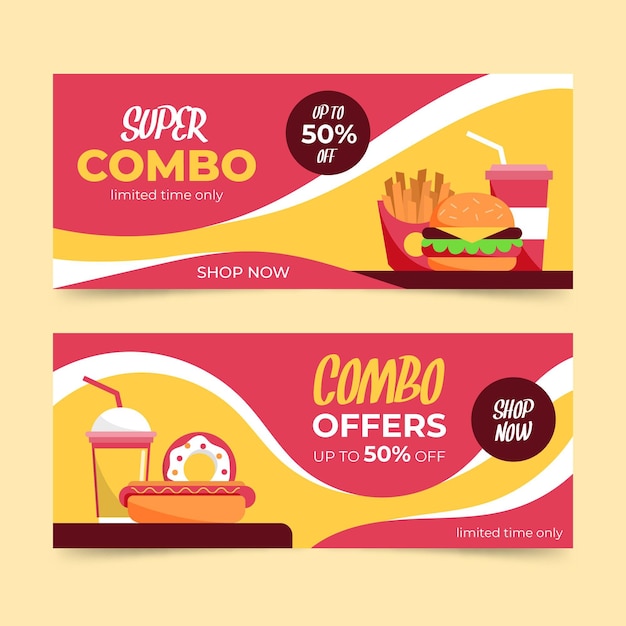 Vector gratuito ofertas combinadas - banners con descuento