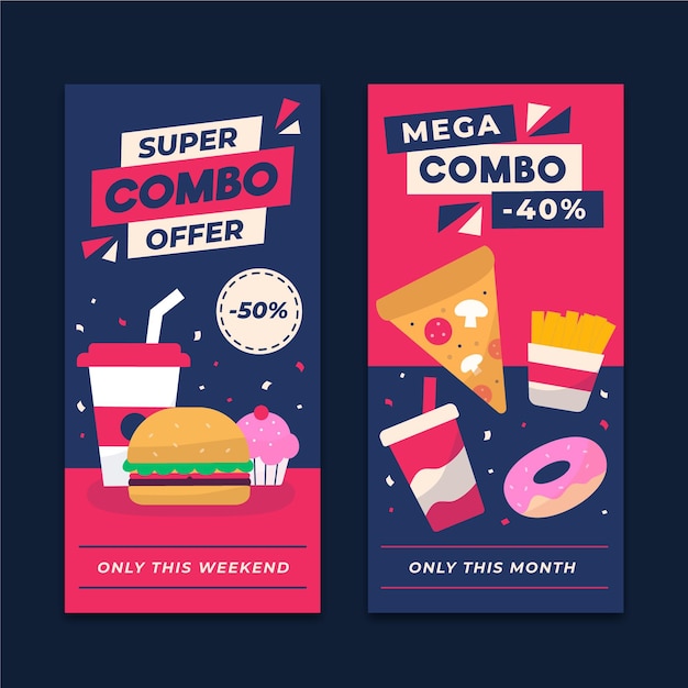 Vector gratuito ofertas combinadas - banners con descuento