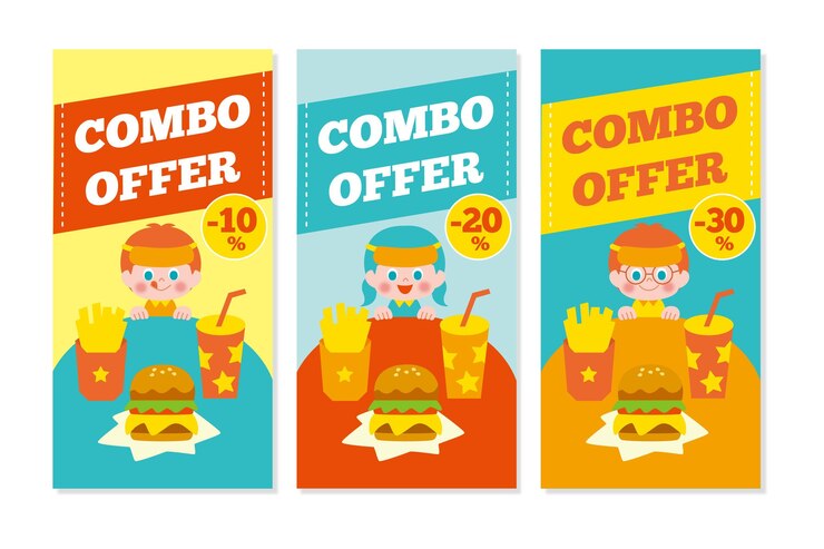 Vector gratuito ofertas combo - colección de banners