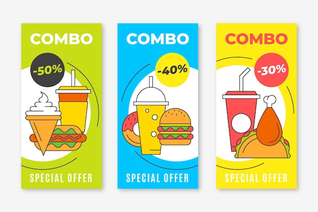 Vector gratuito ofertas combo - concepto de banners