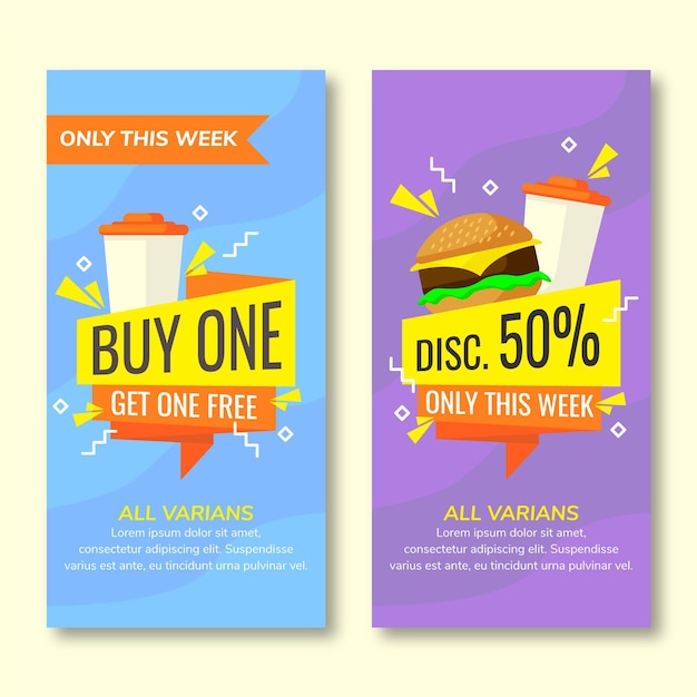 Vector gratuito ofertas combo - concepto de banners