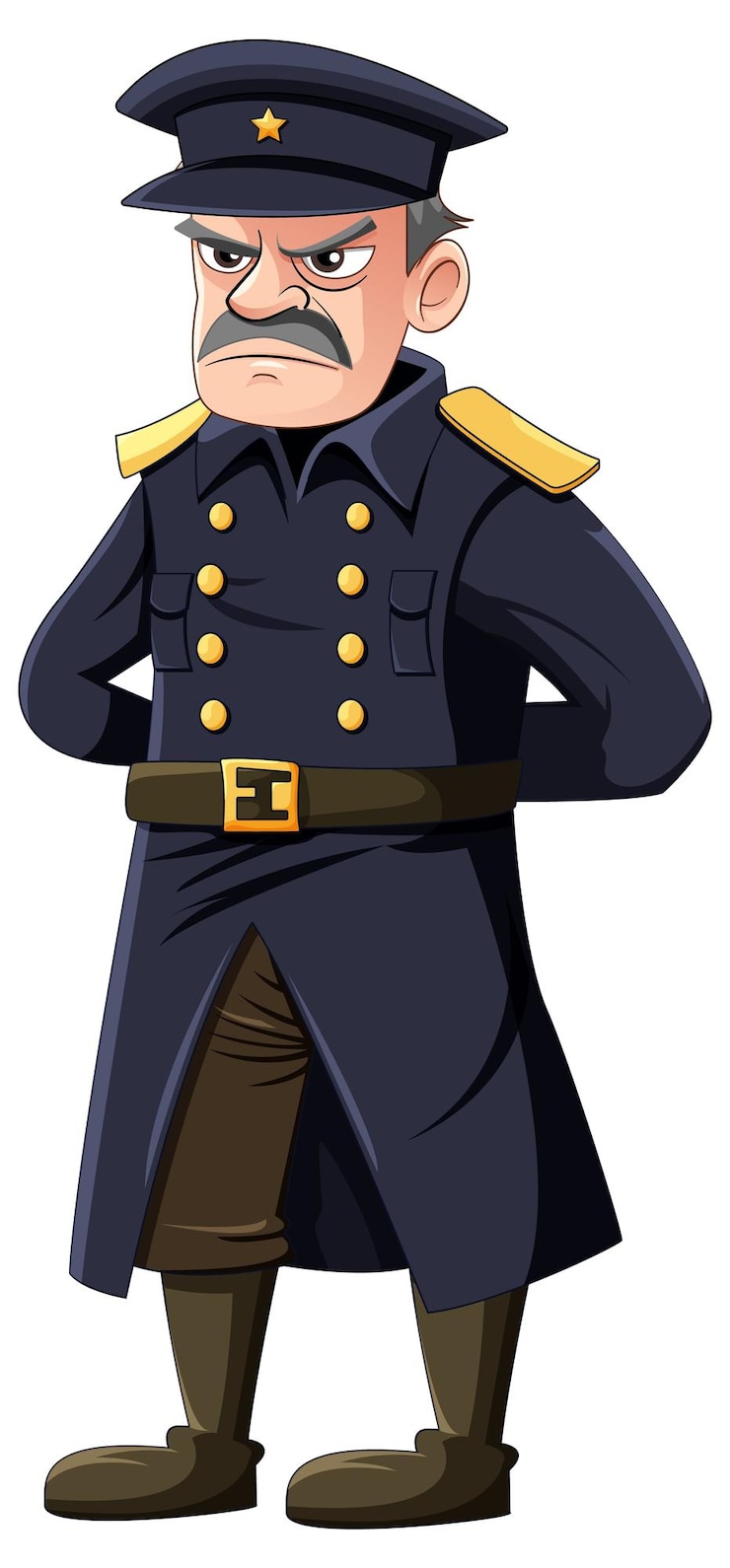 Vector gratuito oficial militar serio con expresión gruñona