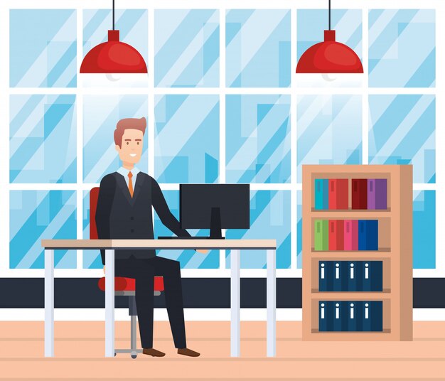 oficina moderna con empresario