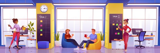Oficina moderna espacio de trabajo abierto con personas