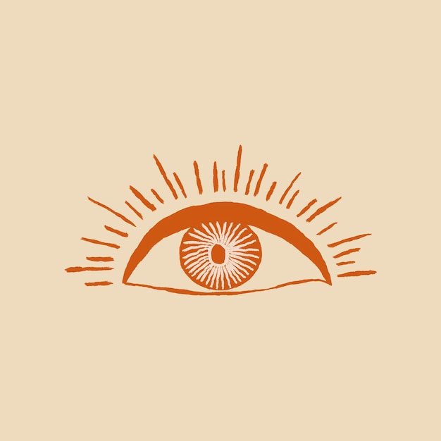 Vector gratuito ojo logo vector dibujado a mano ilustración vintage salvaje oeste tema