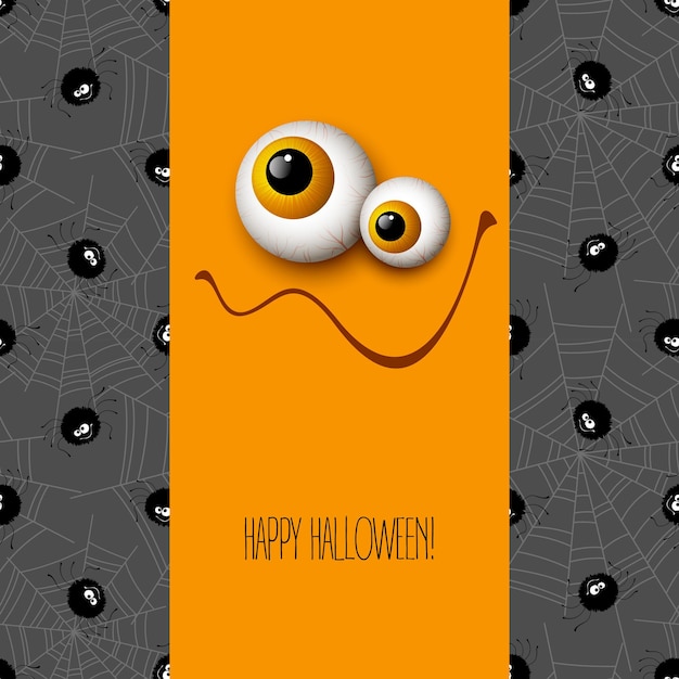 Vector gratuito ojos divertidos del monstruo de la tarjeta de felicitación de halloween. ilustración vectorial eps 10