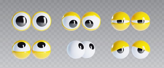 Ojos vibrantes en 3D con párpados amarillos brillantes