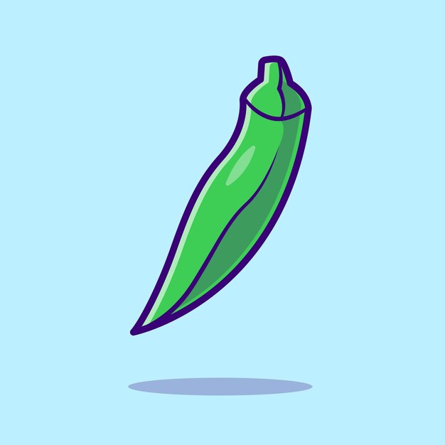 Okra Vegetal Dibujos animados Vector Icono Ilustración Comida Naturaleza Icono Concepto Aislado Vector Premium
