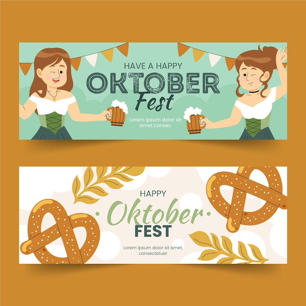 Oktoberfest banners banners dibujados.